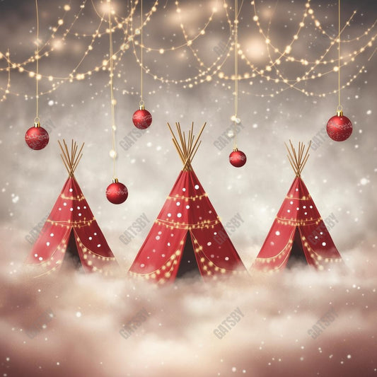 Gatsby Winter Holiday Red Tent Photography Backdrop Gbsx-01202