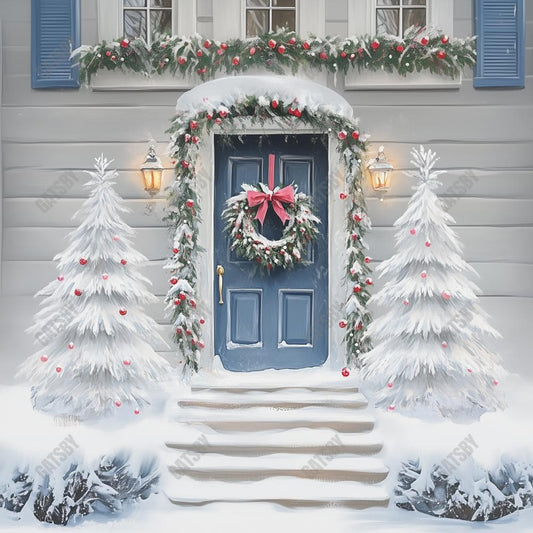 Gatsby Winter Mystical Entry Snowy Door Photography Backdrop Gbsx-01196
