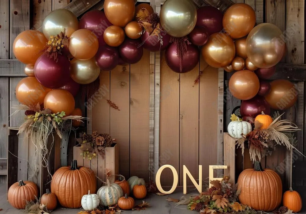 Brown Wood Wall Pumpkin ONE Backdrop - Gatsby Backdrop