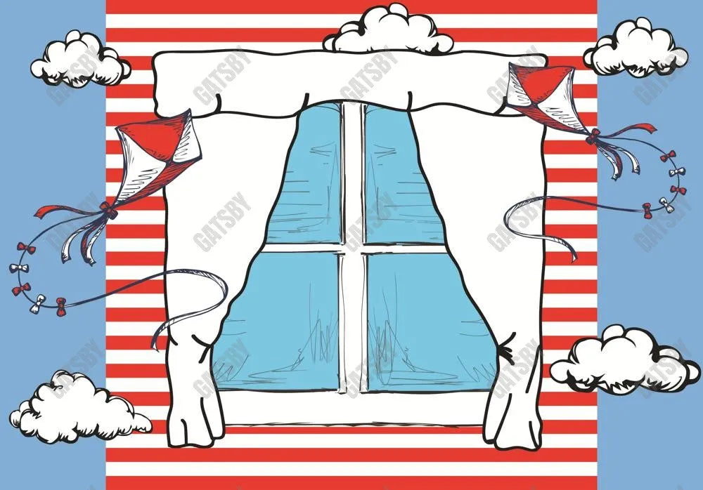 Cartoon Window Kite Photography Backdrop - Gatsby Backdrop