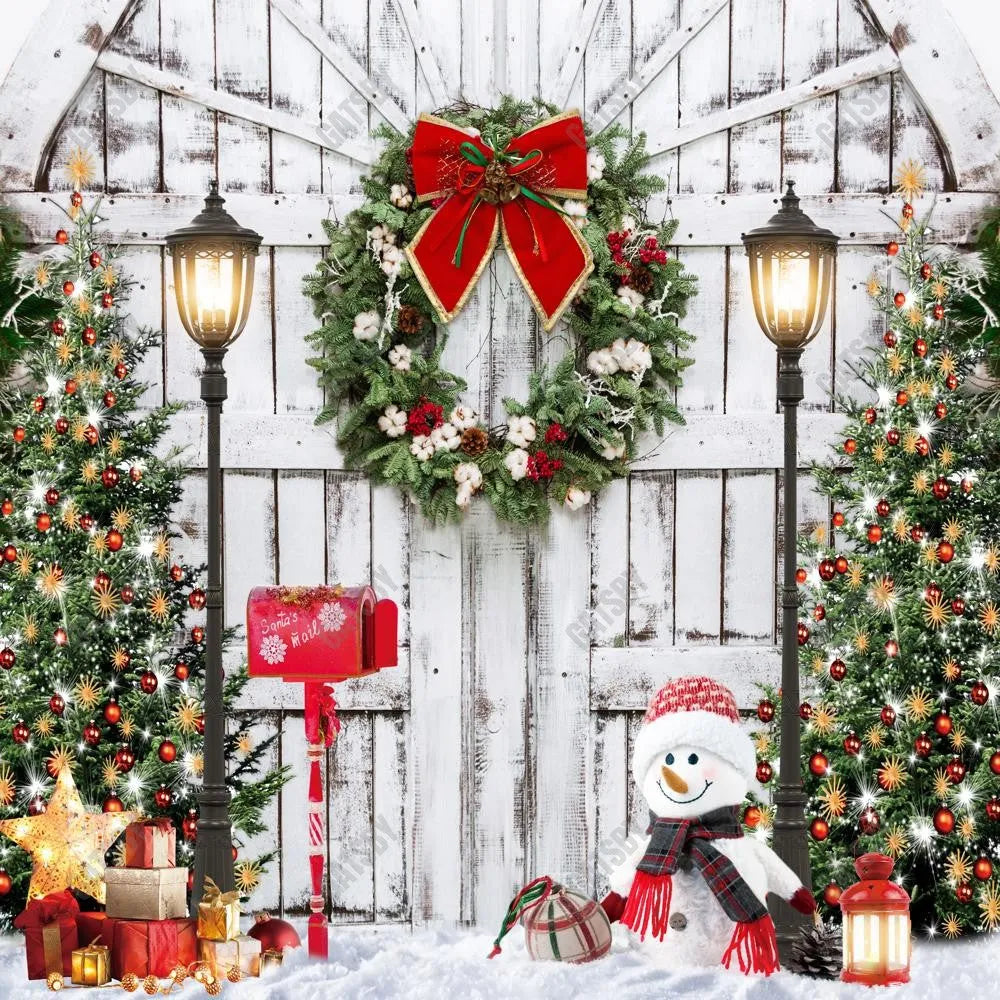 Christmas Barn Door Photography Backdrop GBSX-99678 - Gatsby Backdrop