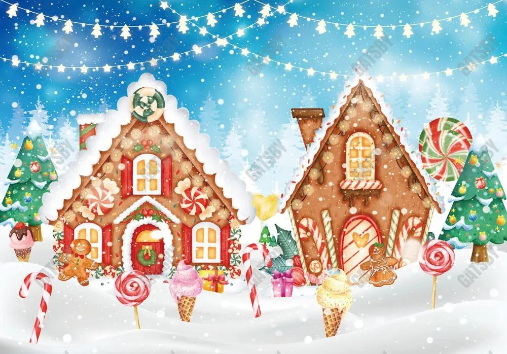 Christmas Gingerbread House Backdrop - Gatsby Backdrop