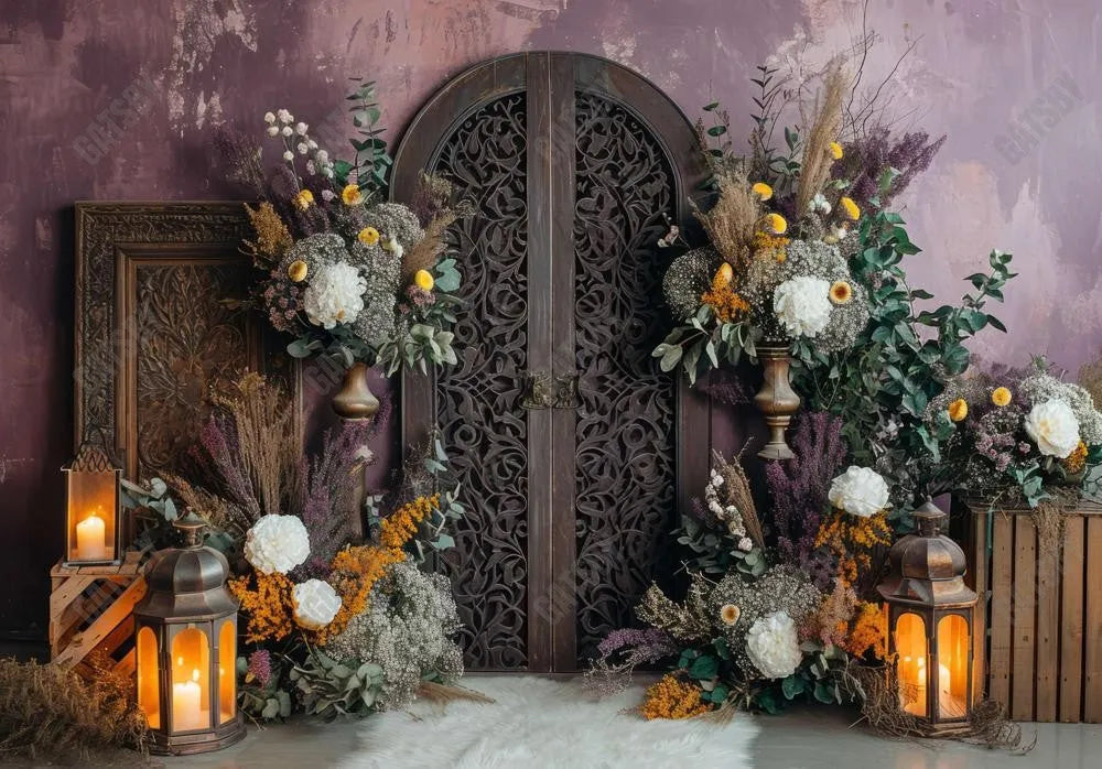 Classic Carved Door Floral Backdrop - Gatsby Backdrop