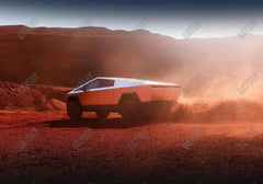 Cybertruck in Red Desert Backdrop - Gatsby Backdrop