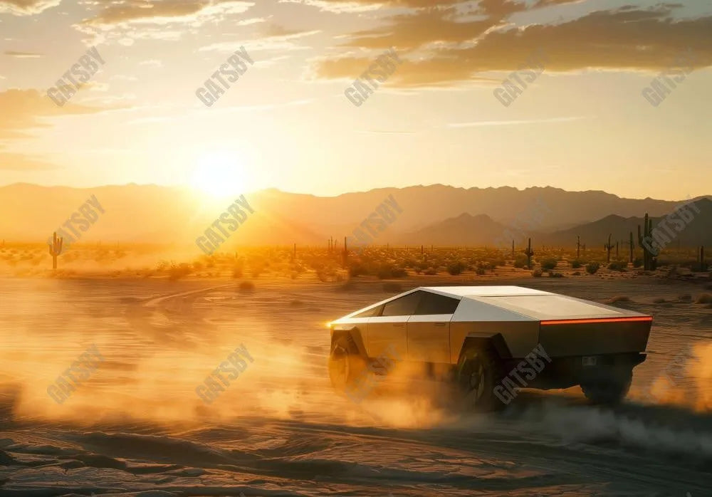 Desert Sunset Cybertruck Backdrop - Gatsby Backdrop