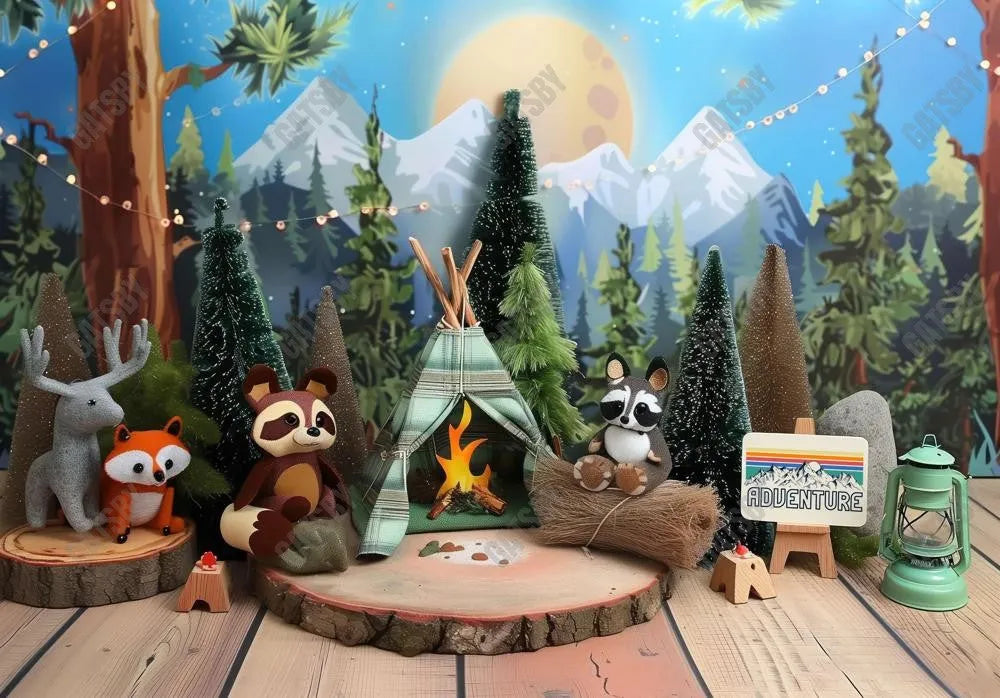 Forest Camping Cake Smash Backdrop - Gatsby Backdrop