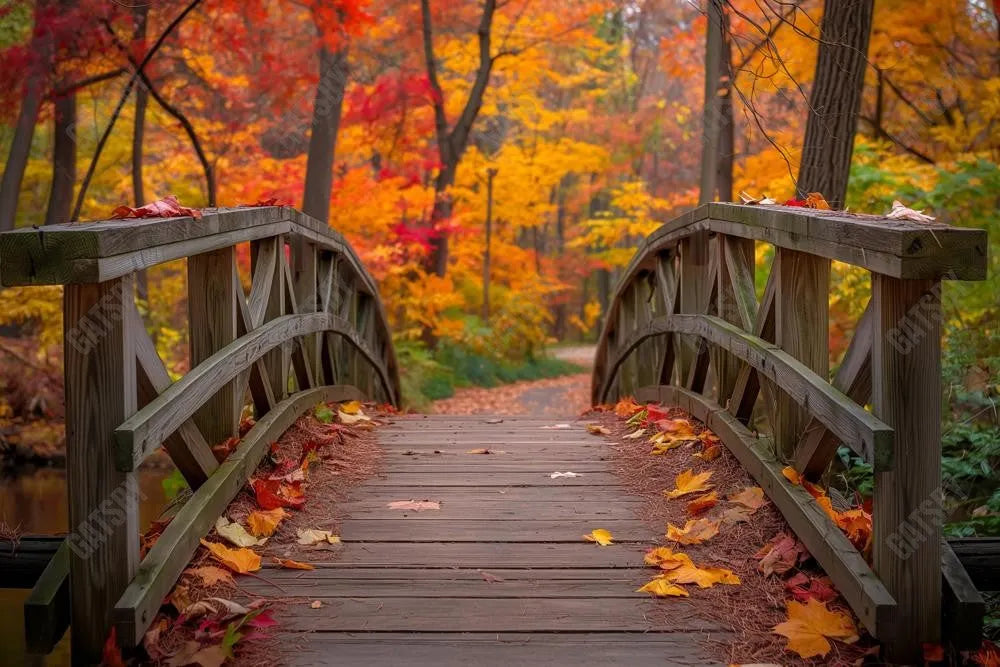 Gatsby Autumn Forest Bridge Photography Backdrop GBSX-00141 - Gatsby Backdrop