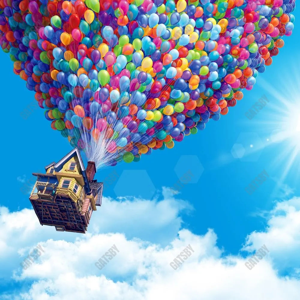 Gatsby Flying House Blue Sky Photography Backdrop Gbsx-00699 - Gatsby Backdrop