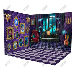 Gatsby Halloween Purple Haunted House Room Set Backdrop Gbsx-00240&Ym8K-A7776&Ym8G-B0506 - Gatsby Backdrop