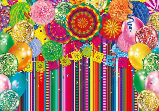 Gatsby Mexican Fiesta Balloons Wall Photography Backdrop Gbsx-00527 - Gatsby Backdrop