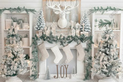 Gatsby On The Christmas Mantle Photography Backdrop Gbsx-00710 - Gatsby Backdrop