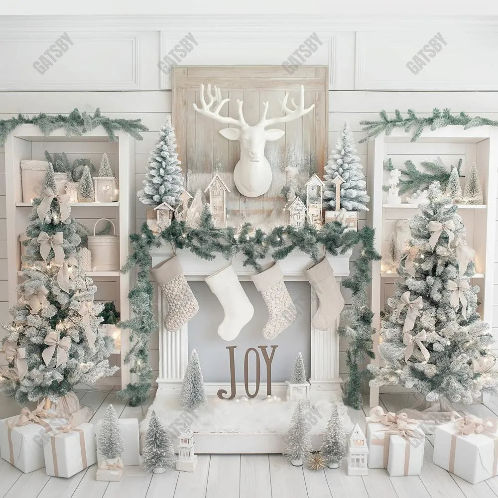 Gatsby On The Christmas Mantle Photography Backdrop Gbsx-00710 - Gatsby Backdrop