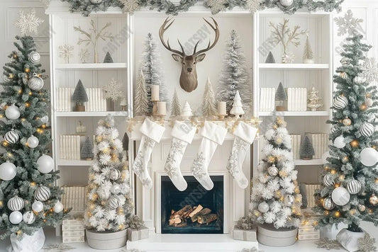 Gatsby On The Christmas Mantle Photography Backdrop Gbsx-00711 - Gatsby Backdrop
