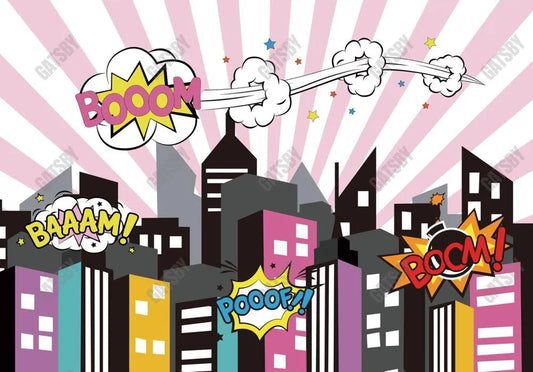 Gatsby Pink Cityscape Photography Backdrop Gbsx-00340 - Gatsby Backdrop