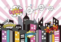 Gatsby Pink Cityscape Photography Backdrop Gbsx-00340 - Gatsby Backdrop