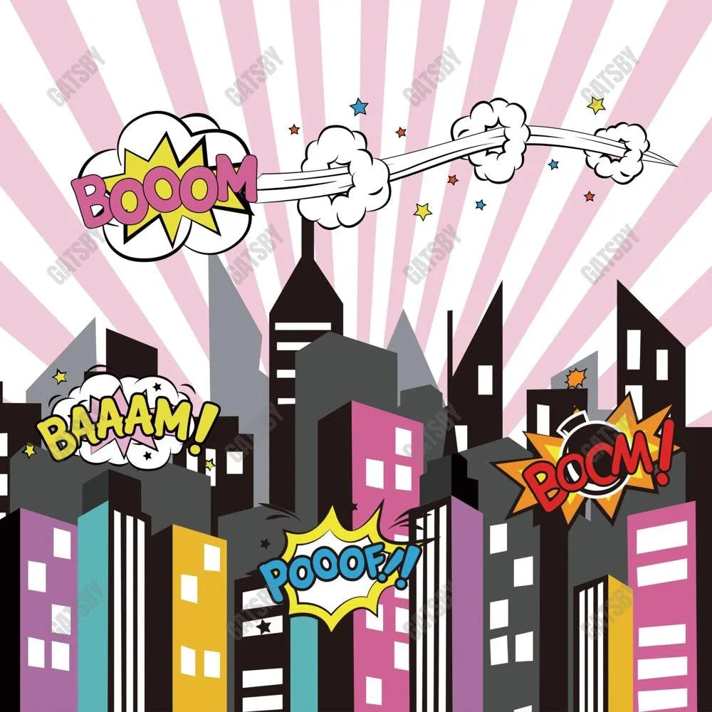 Gatsby Pink Cityscape Photography Backdrop Gbsx-00340 - Gatsby Backdrop