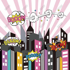 Gatsby Pink Cityscape Photography Backdrop Gbsx-00340 - Gatsby Backdrop