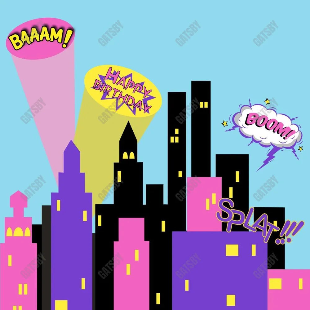 Gatsby Pink Cityscape Photography Backdrop Gbsx-00341 - Gatsby Backdrop