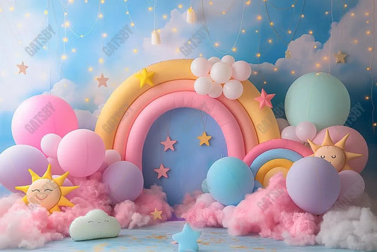 Gatsby Rainbow Sunshine Cake Smash Photography Backdrop Gbsx-00507 - Gatsby Backdrop