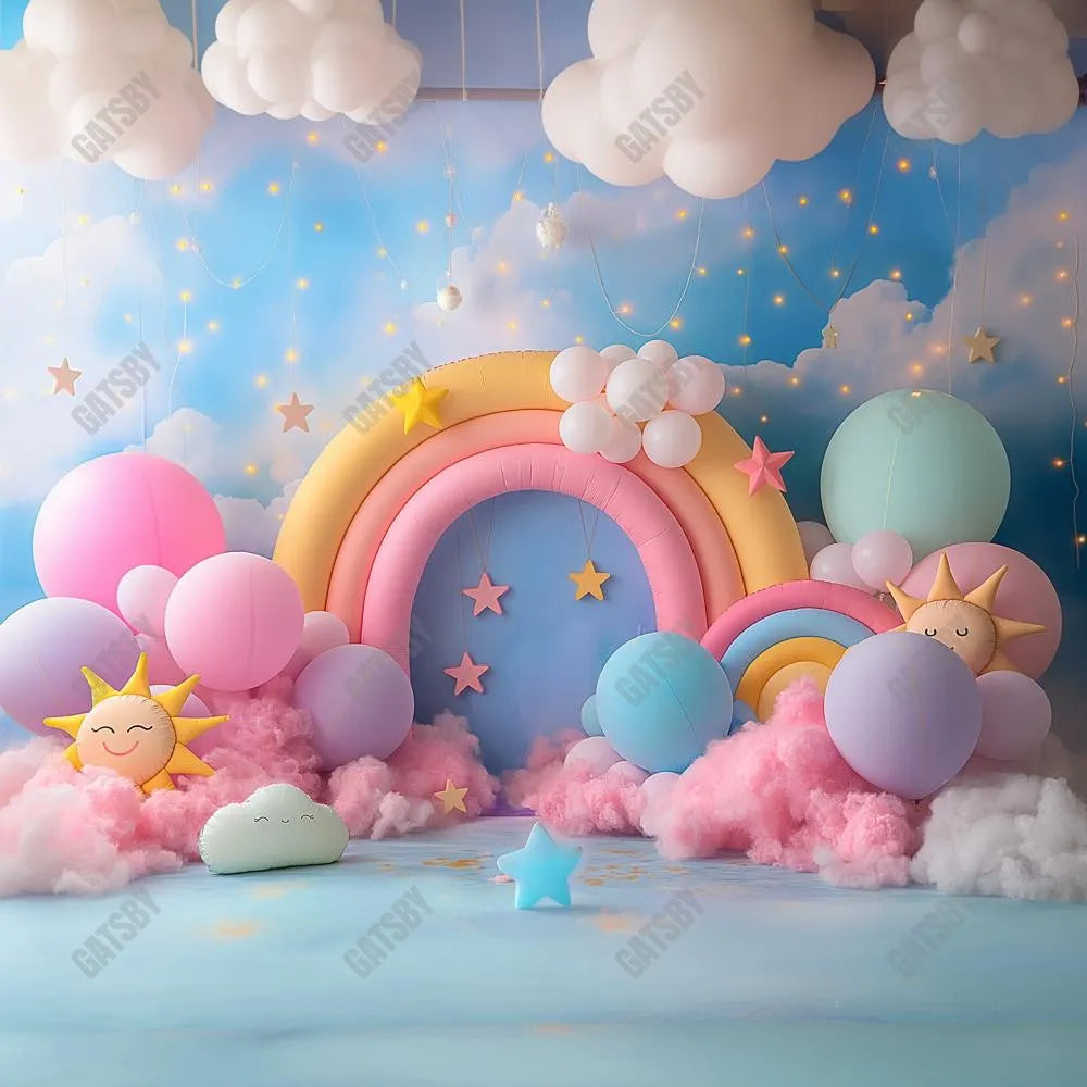Gatsby Rainbow Sunshine Cake Smash Photography Backdrop Gbsx-00507 - Gatsby Backdrop