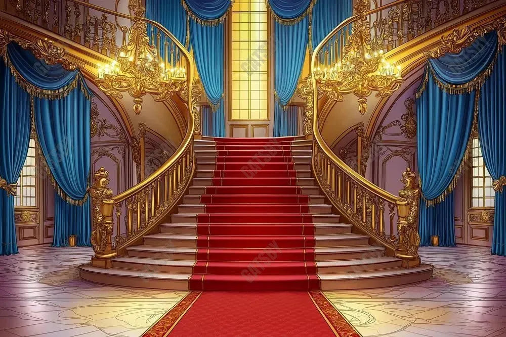 Gatsby Royal Castle Staircase Photography Backdrop Gbsx-01057 - Gatsby Backdrop