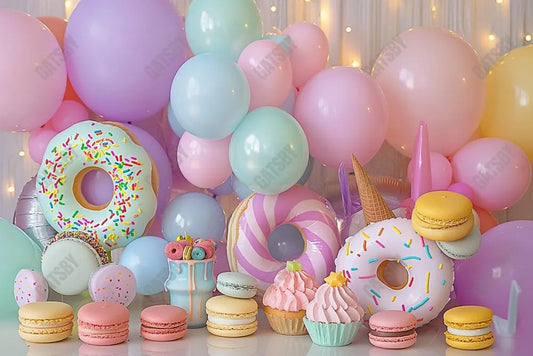 Gatsby Sweet Donuts Balloons Photography Backdrop Gbsx-00508 - Gatsby Backdrop