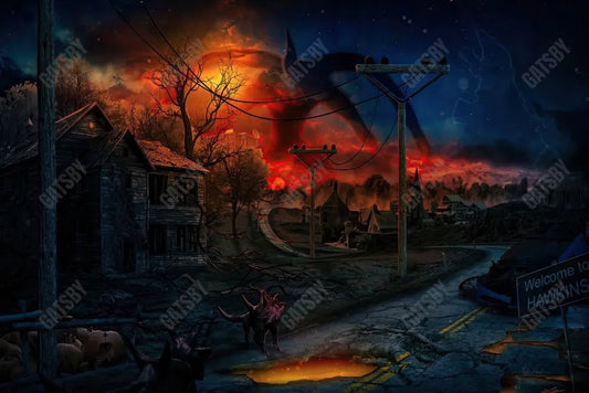 Gatsby Upside Down Monster Night Photography Backdrop Gbsx-00897 - Gatsby Backdrop