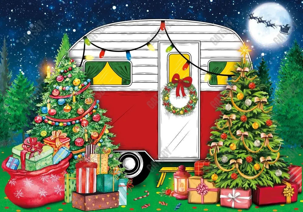Gatsby Winter Night Camper Photography Backdrop GBSX-00047 - Gatsby Backdrop