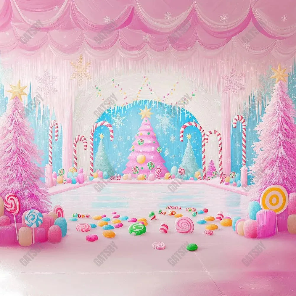 Gatsby Winter Pink Palace Of Sweets Photography Backdrop Gbsx-01029 - Gatsby Backdrop