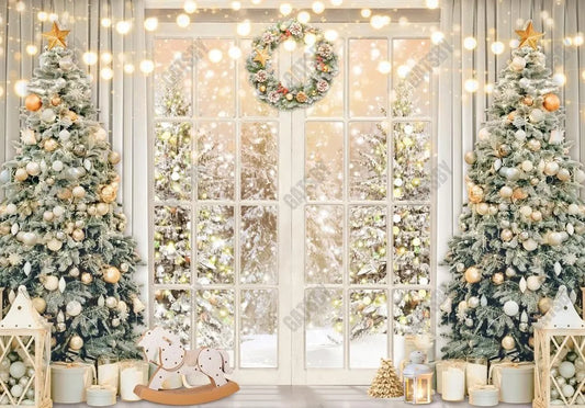 Gold Christmas Window Photography Backdrop GBSX-99785 - Gatsby Backdrop