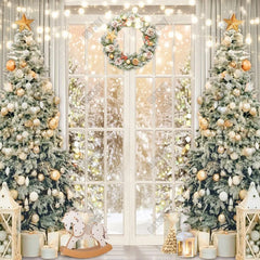 Gold Christmas Window Photography Backdrop GBSX-99785 - Gatsby Backdrop