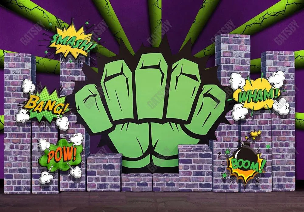 Green Superhero Theme Backdrop - Gatsby Backdrop
