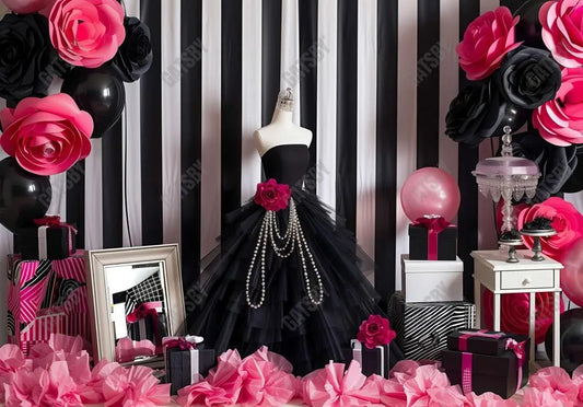 Luxury Black Pink Girl Backdrop - Gatsby Backdrop