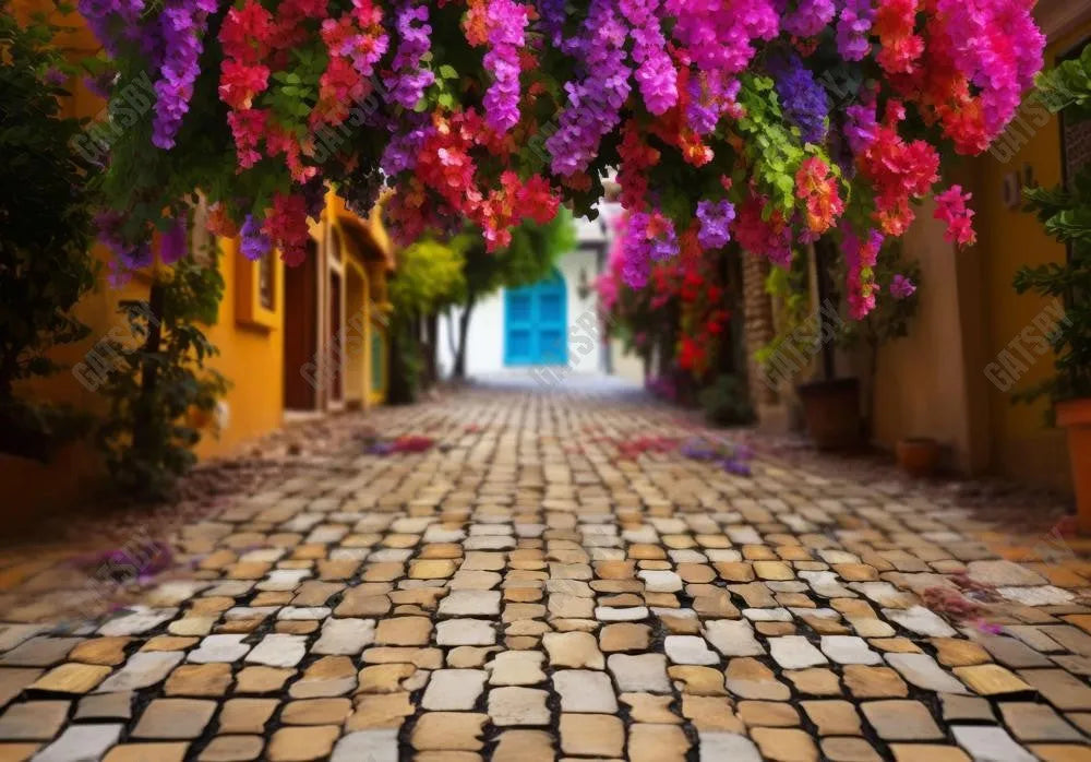 Mexican Fiesta Flowers Street Backdrop - Gatsby Backdrop