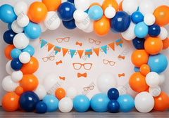 Orange and Blue Nerdy Balloon Backdrop - Gatsby Backdrop