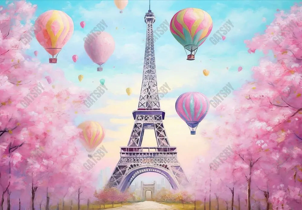 Paris Eiffel Tower Paintings Backdrop - Gatsby Backdrop