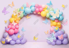 Pastel Butterfly Balloon Arch Birthday Photography Backdrop - Gatsby Backdrop