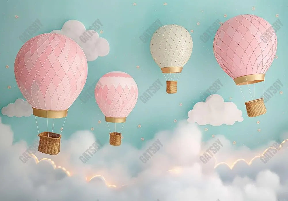 Pastel Hot Air Balloons Backdrop - Gatsby Backdrop