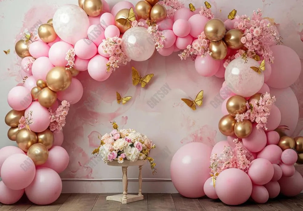 Pink Balloons Arch Backdrop - Gatsby Backdrop