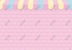 Pink Brick Wall Ice Cream Shop Backdrop - Gatsby Backdrop