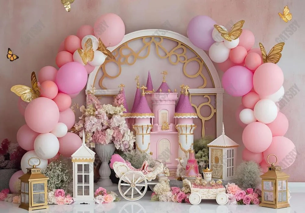 Pink Castle Photography Backdrop Ym8T-B0443 - Gatsby Backdrop