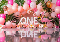 Pink Flamingo 1st Birthday Backdrop - Gatsby Backdrop