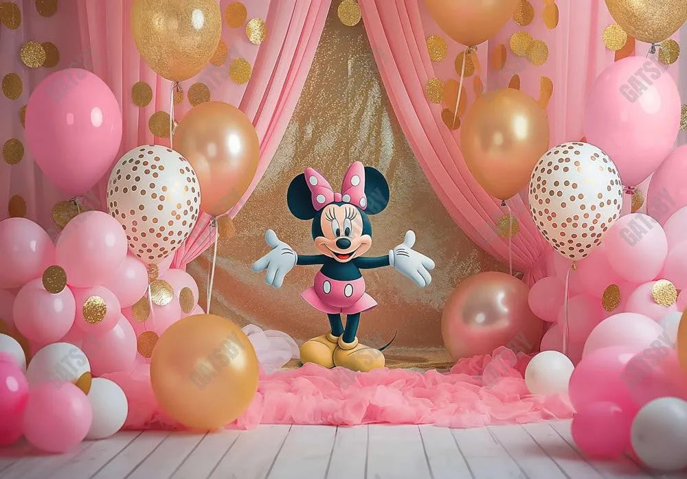 Pink Mouse Birthday Backdrop - Gatsby Backdrop