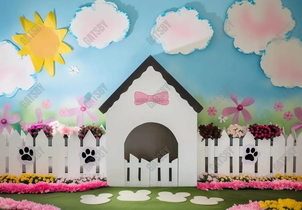 Pink Pet House Photography Backdrop GBSX-99862 - Gatsby Backdrop