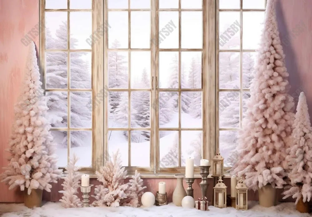 Pink Winter Window Photography Backdrop - Gatsby Backdrop