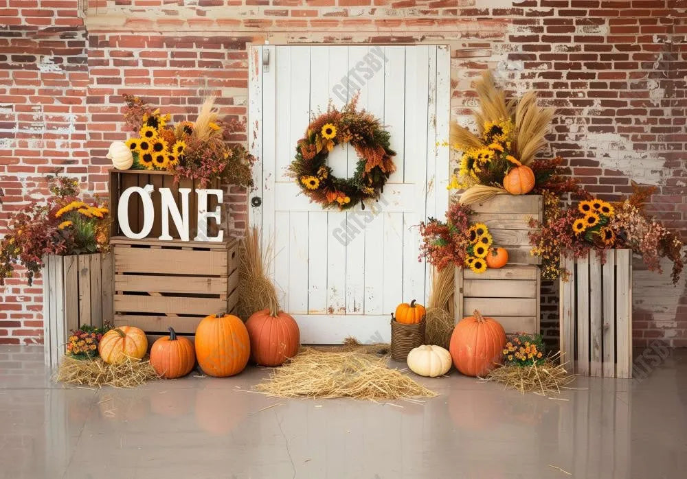 Pumpkin Happy 1st Birthday Backdrop - Gatsby Backdrop