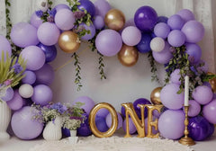 Purple Balloon 1st Birthday Cake Smash Backdrop - Gatsby Backdrop