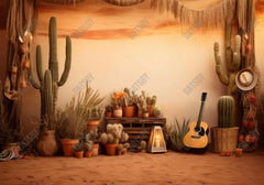 Retro Western Cactus Desert Backdrop - Gatsby Backdrop