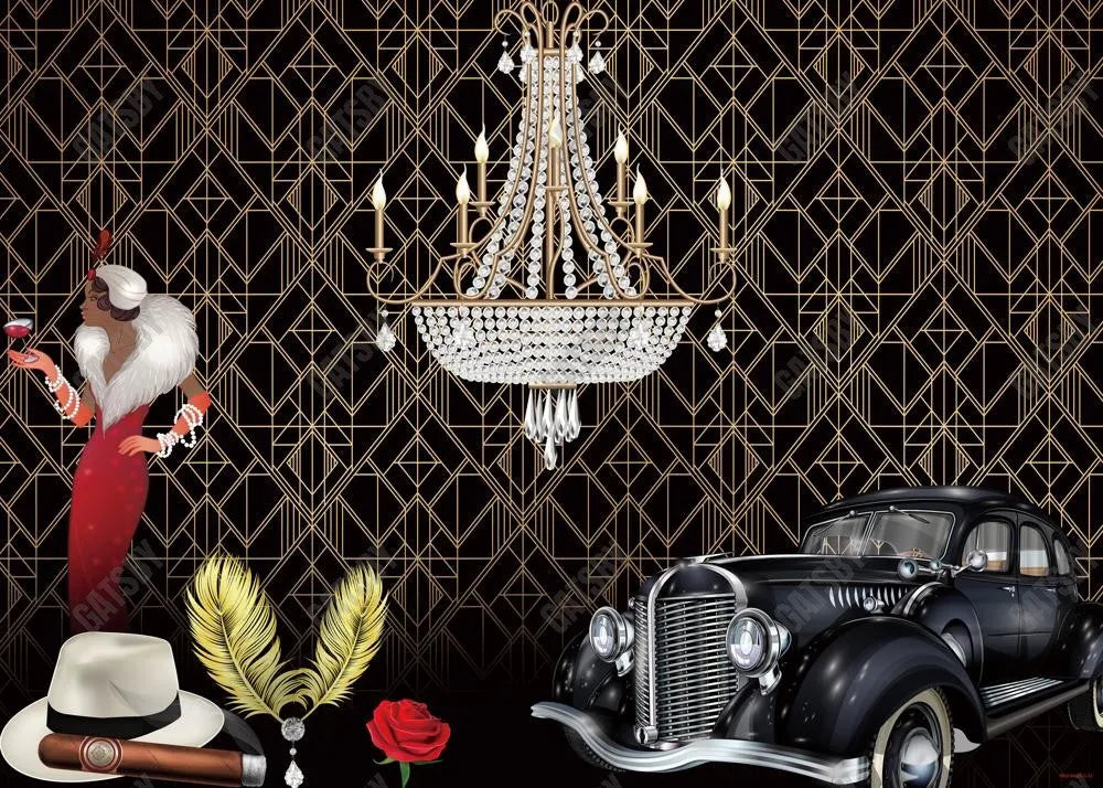 Roaring 20's the Great Gatsby Themed Party Backdrop - Gatsby Backdrop