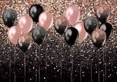Rose Gold and Black Balloons Party Backdrop - Gatsby Backdrop